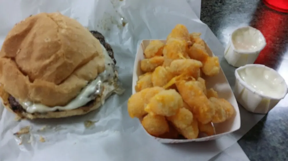 Pizza Burger and Cheese Curds